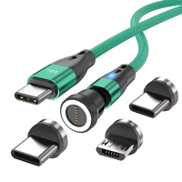 Kabel USB-C Magnetik 3 in 1 Pengisian Cepat 60W, Kabel PD Type-C ke Type-C, Mendukung Transfer Data, Kabel Data Pengisian Daya 3A untuk iPhone