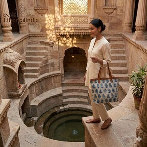 Sac fourre-tout artisanal en coton indigo imprimé au bloc, grand sac à bandoulière bohème pour usage quotidien, fournisseur en gros, export Inde - Product Image 3