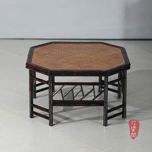 <b>Bamboo</b> Octagonal Tea <b>Table</b> Rattan Top Handmade Chinese Style Coffee <b>Table</b> - Product Image 5