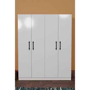 Armario Moderno Convertible Blanco de 4 Puertas, Diseño Plegable Independiente, 6 Estantes, 2 Perchas, Organizador de Almacenamiento para Dormitorio - Product Image 1