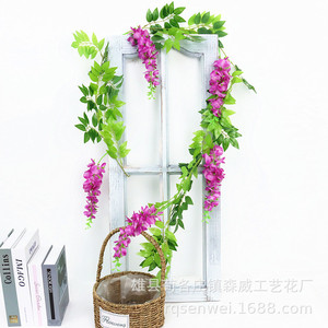 ดอกวิสทีเรียประดิษฐ์ ดอกไม้ผ้าไหมสีม่วง ใบสีเขียว ตกแต่งงานแต่งงาน ตกแต่งบ้าน ตกแต่งเพดานแขวน - Product Image 2