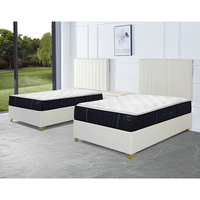 Cama King Size de Tela con Diseño Moderno, Minimalista y de Lujo, con Almacenamiento y Diseño Ecológico para Recámara Principal, Hotel o Uso Doméstico