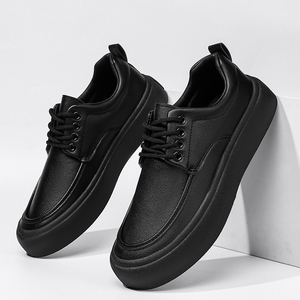 Men's High Top Formal Leather Dress <b>Shoes</b> Comfortable Lace-Up Business Office Footwear Breathable Round for Daily Use - Product Image 1
