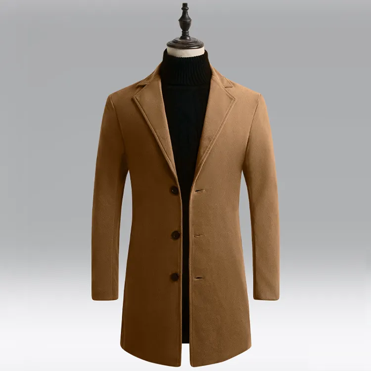 Европейское и американское длинное шерстяное пальто для мужчин, плотный зимний мужской тренчкот, облегающее пальто