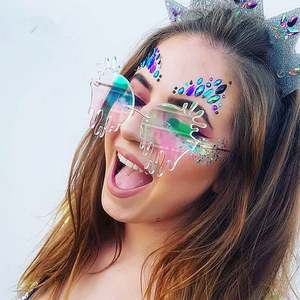 Nuevas Gafas de Sol de Moda 2020, Diseño Único de Aleación con Forma de Lágrima y Corazón, Coloridas, Extra Grandes e Irregulares para Fiesta - Product Image 2