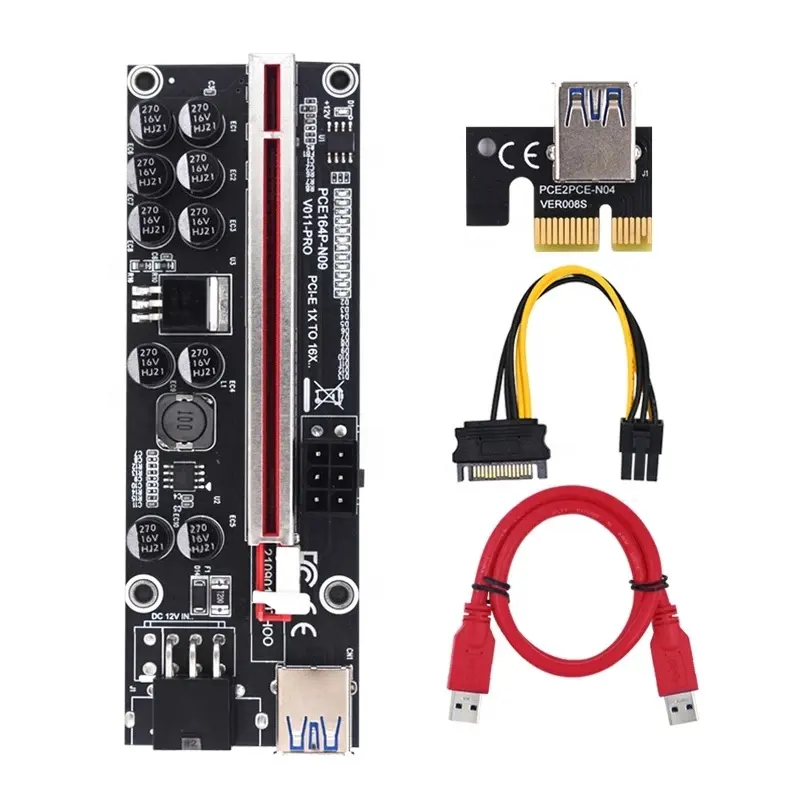 PCI-E Pcie V011 Pro Cabo Riser Card Pci Express X16 10 Capacitors 011 USB 3.0 Cable Riser For Graphics Card