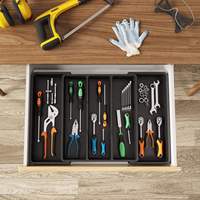 Organisateur d'ustensiles extensible moderne et écologique pour tiroirs de cuisine, plateau de cuisson à 3 à 5 compartiments