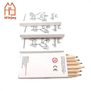 6 Stück Färbung natürliche Bleistift stifte, Kinder Party Tasche/Beute Spielzeug Hochzeits bevorzugung White Paper Box Mini Color Pencil