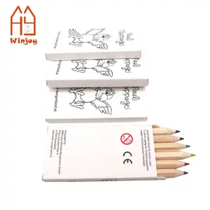 6 Pcs Colorindo Lápis Natrual Lápis Lápis, Kids Party Bag/Loot Toy Favor Do Casamento Caixa De Papel Branco Mini Lápis Cor