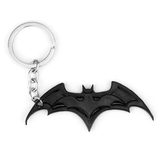 Promotional Customized cheap Bat Symbol Golden Plated Metal Keychain keyrings metal key ring with chain