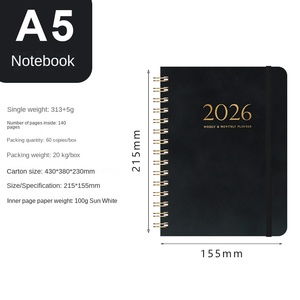 Agenda in Pelle A5 Personalizzata 2026 con Rilegatura a Spirale, 80 Fogli, Stampa Digitale, Diario Semplice in Inglese per Pianificazione Giornaliera - Product Image 6