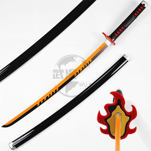Espada Nichirin de Kyojuro <span class=keywords><strong>Rengoku</strong></span> de 40.1 Pulgadas, Réplica de Cosplay de Flame Hashira con Protector en Forma de Fuego - Product Image 1
