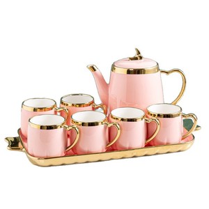 8pcs Ceramic Coffee Cup <strong>Set</strong> Colored Glaze Luxury Gold Rim Porcelain Teapot Cup Ceramic Coffee <strong>Pot</strong> <strong>Tea</strong> Cup <strong>Set</strong> With Tray - Product Image 5