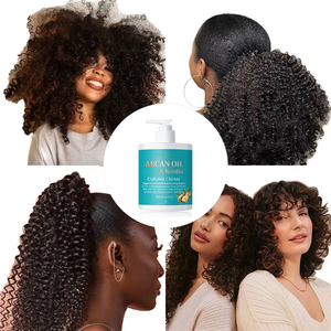 Crème Coiffante Bio à l'Huile d'Argan Marque Blanche pour Boucles, Crème à la Kératine pour Lisser et Hydrater les Cheveux Bouclés, Produits Coiffants - Product Image 1