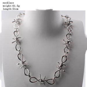 yueli Spike <b>Chain</b> Necklace Steel Color Geometric Design Unisex Punk Hip Hop Party Jewelry - Product Image 3
