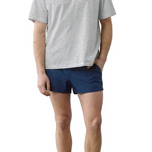 Shorts de Baño para Hombre, Cintura Elástica, Diseño de Rayas con Transferencia Térmica, 220g, Transpirables, con Parches, Estilo Casual Elegante, Secado Rápido - Product Image 1