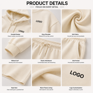 Ensemble court à capuche oversize pour femme en molleton OEKO-TEX, fabrication OEM, logo personnalisé, vêtements décontractés, vente en gros - Product Image 3