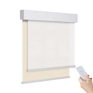 Remote Control Electric smart double roller blinds cheap fabric shades indoor dual layers roller blinds for windows