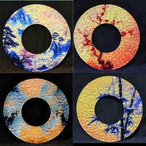 แผ่นอะคริลิคตกแต่งจานซาชิมิรูปทรงกลม ลายน้ำผึ้งและรสหวาน สไตล์จีนใหม่ สำหรับตกแต่งอาหารเย็นในโรงแรม - Product Image 3