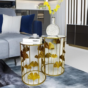 Lander thiết lập của 2 bán buôn kim loại vòng Bàn cà phê tùy chỉnh vàng trang trí hiện đại bảng phụ cho phòng khách - Product Image 1