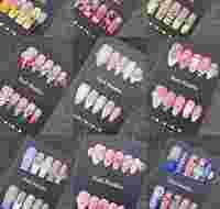 Faux ongles réutilisables faits à la main, à pression, forme carrée, motifs aléatoires