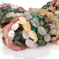 AsVrai U 10x14mm Pierre Naturelle Oeil de Tigre Agate Quartz Rose Plat Ovale Perles Lâches pour la Fabrication de Bijoux DIY Bracelet Accessoires