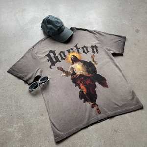 T-Shirt Hip Hop pour hommes de haute qualité Vintage coton lavé surdimensionné Streetwear imprimé graphique haut T-shirt personnalisé - Product Image 3