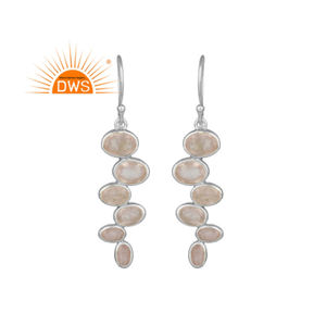 Creative Style Solid 925 <b>Sterling</b> <b>Silver</b> Bezel <b>Set</b> Dangle <b>Earrings</b> Rose Quartz <b>Earrings</b> Jewelry Supplier Vintage Collection - Product Image 1