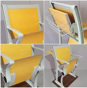 Meubles multifonctionnels pour lycée, bureau et chaise pliants pour étudiants, chaise d'auditorium en bois avec accoudoirs - Product Image 2