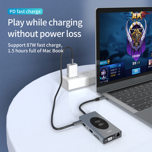 BASIX-<span class=keywords><strong>hub</strong></span> usb tipo c 13 en <span class=keywords><strong>1</strong></span> con cargador inalámbrico, adaptador ethernet para <span class=keywords><strong>Google</strong></span> Chromebook Pixel, estación de acoplamiento usb c - Product Image 3