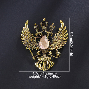 Europeu americano Vintage masculino terno lapela pino high-end duplo-cabeçada águia broche moda individualista distintivo - Product Image 6