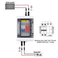 Caja Combinadora Fotovoltaica DC-AC de 1 Entrada y 1 Salida, 500V/600V/1000V, IP65, Caja de Distribución Solar