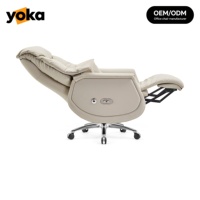 Chaise électrique intelligente en cuir : 160 °   Fauteuil inclinable, appui-tête réglable, robuste pour le télétravail