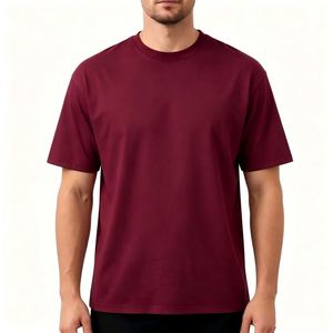 Camiseta Personalizada de 400 g/m² para Hombre, 100 % Algodón, Estilo Urbano Holgado, Diseño Gráfico Vintage, Unisex, Casual, Manga Corta, Color Claret - Product Image 2