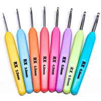 Agujas de Ganchillo Ergonómicas de Aluminio con Mango de Plástico, Coloridas, Tipo Bolígrafo, para Manualidades