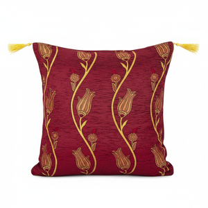 Housse de coussin ottoman jaune à motif de tulipe - Product Image 2