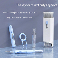 Kit de nettoyage de clavier 7 en 1 Ordinateur Poussière Téléphone portable Poussière Brosse douce de nettoyage Outil de nettoyage multifonctionnel