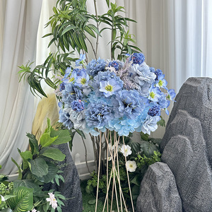 Flores Artificiales Azules Hechas a Mano de Alta Calidad para Bodas y Navidad, Inspiradas en el Viento del Océano, Rosas, Peonías y Golondrinas de Seda, Duraderas, Venta al Por Mayor - Product Image 4
