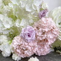 Composition florale en soie rose clair, motif arche lunaire, pour arrière-plan de scène de mariage, cérémonie de demande en mariage et aménagement de centre commercial