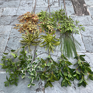 LE-229 Tiges de verdure artificielle, fausses feuilles de lys, bambou, ficus, feuilles de rose pour décoration de mariage, allée, événement, maison - Product Image 1