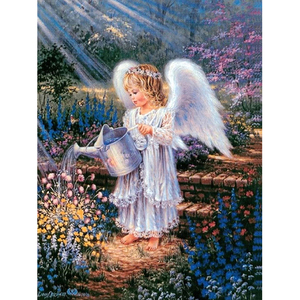 Angel Watering The Flowers Canvas Painting Wall Art 5d Full Square Drill Diamond Painting decorazione della casa per la camera da letto - Product Image 1