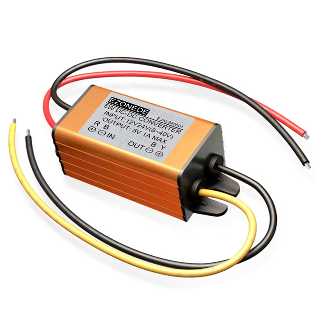 DC-DC Converter 12V 24V to 5V 1A 5W Step Down Buck Module DC Voltage Regulator Volt Reducer for Golf Cart Car Truck Motorcycle