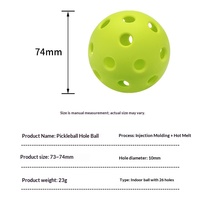 Pelota de Pickleball Perforada de 40 Orificios, 26 mm, 73x74 mm, 25 g, Tipo Panal de Abeja, para Exteriores, para Adultos; Personalización del Logotipo de Pickleball Disponible