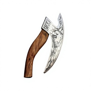 Tête de hache Tomahawk à dos plat en tissu Ahmad avec lame en acier D2 de 4 pouces, manche en bois de rose, étui en cuir, coupe-pizza - Product Image 3