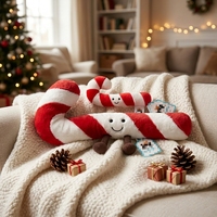 PLAYPOP Version Haute Style JC Canne à sucre de Noël en peluche douce et moelleuse, jouet décoratif de Noël, cadeau festif avec étiquette