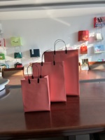 Sac cadeau réutilisable en plastique plaqué aluminium brossé à fond carré, finition métallique mate, logo personnalisable, pour exposition