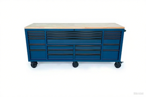 ตู้เครื่องมือเคลื่อนที่แบบมีล้อ 84 นิ้ว 22 ลิ้นชัก พร้อมท็อปไม้จริง สีน้ำเงิน - Product Image 2