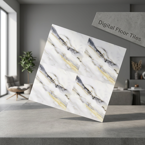 Vistaar Brand Carrara White 12x12 Digital Printed Ceramic Glazed <b>Floor</b> Tiles Modern Design for Commercial Bathroom Buildings - Product Image 1