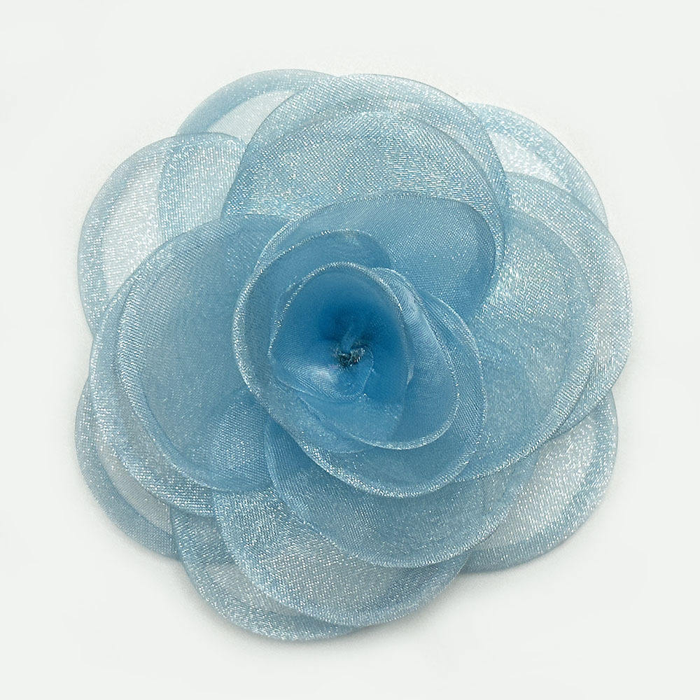 23 en bleu. -10cm organza fleur de bordure rôtie