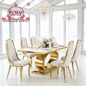 โต๊ะยาวขาสแตนเลสสีทองหรูหราเฟอร์นิเจอร์สำหรับงานแต่งงาน - Product Image 2